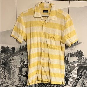 Terry Yellow and White Striped Button Down - S